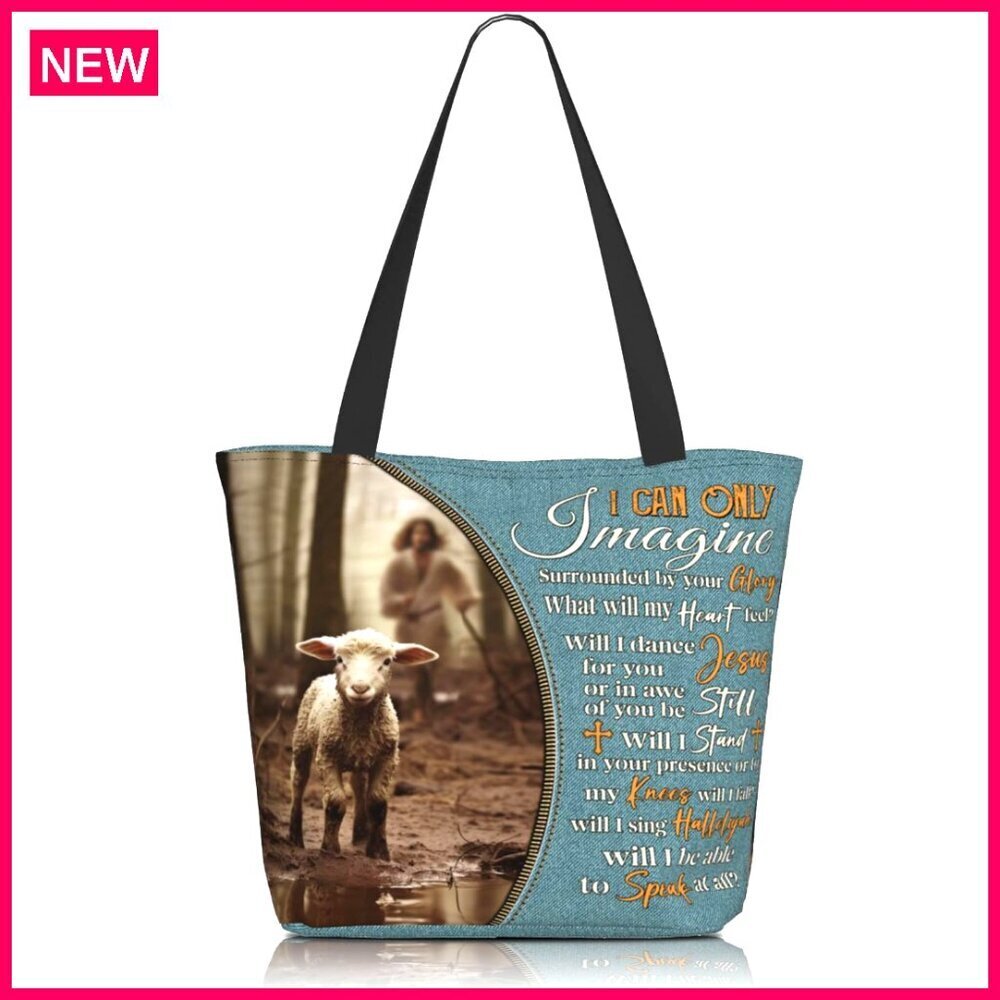 Large Zippered Tote Bag for Women, Polyester, 11x13x7 Inches, Travel & Shopping